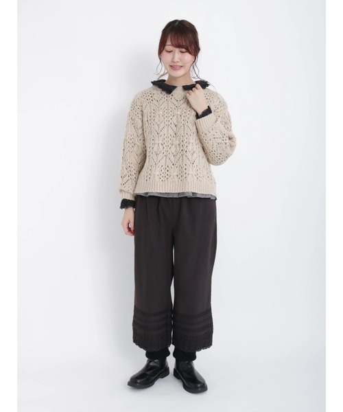 Samansa Mos2（サマンサ モスモス）の「レース重ね襟ブラウス（シャツ/ブラウス・レディース・ブラック/チャコール/キナリ・ﾌﾘ-）」の5枚目の写真