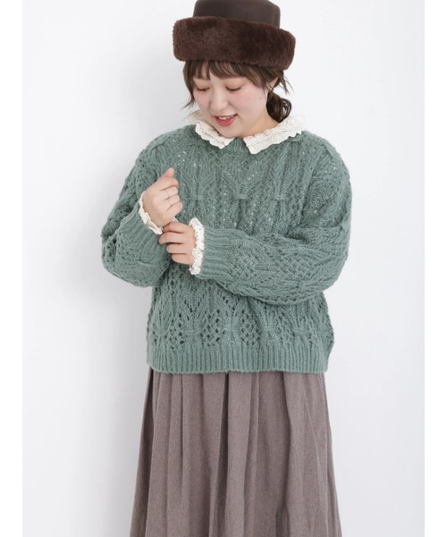 Samansa Mos2（サマンサ モスモス）の「レース重ね襟ブラウス（シャツ/ブラウス・レディース・ブラック/チャコール/キナリ・ﾌﾘ-）」の10枚目の写真