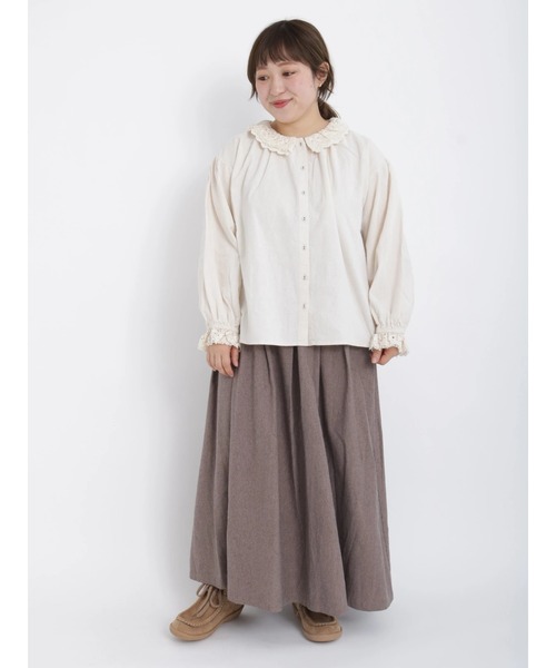 Samansa Mos2（サマンサ モスモス）の「レース重ね襟ブラウス（シャツ/ブラウス・レディース・ブラック/チャコール/キナリ・ﾌﾘ-）」の11枚目の写真