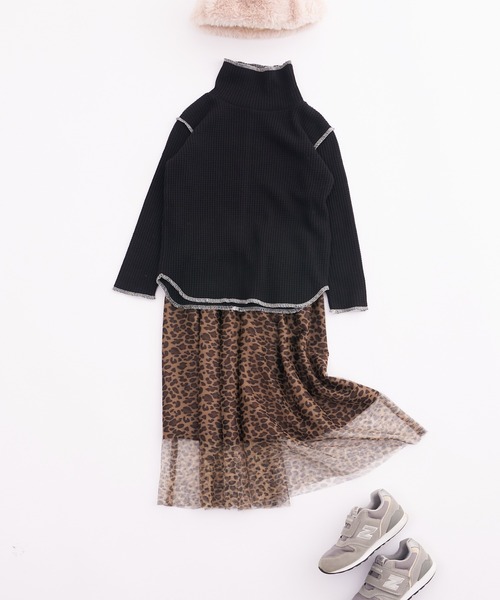 CIAOPANIC TYPY(チャオパニックティピー)の「【KIDS】【裏起毛】サーマル配色ステッチタートル(Tシャツ/カットソー・キッズ・イエロー/アイボリー/ブラック・S/M/L/XL/XXL)」の12枚目の写真