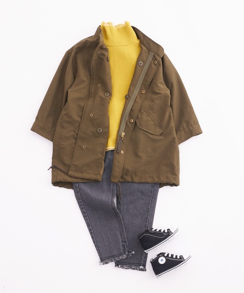 CIAOPANIC TYPY(チャオパニックティピー)の「【KIDS】【裏起毛】サーマル配色ステッチタートル(Tシャツ/カットソー・キッズ・イエロー/アイボリー/ブラック・S/M/L/XL/XXL)」の8枚目の写真