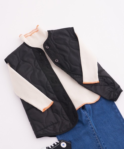 CIAOPANIC TYPY(チャオパニックティピー)の「【KIDS】【裏起毛】サーマル配色ステッチタートル(Tシャツ/カットソー・キッズ・イエロー/アイボリー/ブラック・S/M/L/XL/XXL)」の18枚目の写真