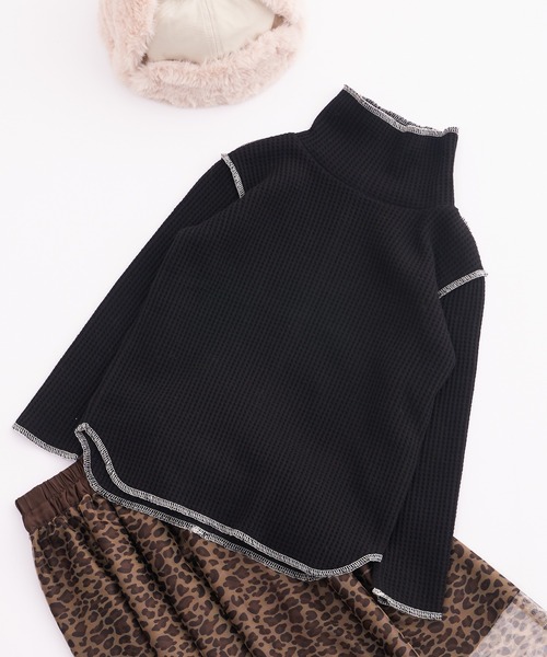 CIAOPANIC TYPY(チャオパニックティピー)の「【KIDS】【裏起毛】サーマル配色ステッチタートル(Tシャツ/カットソー・キッズ・イエロー/アイボリー/ブラック・S/M/L/XL/XXL)」の20枚目の写真