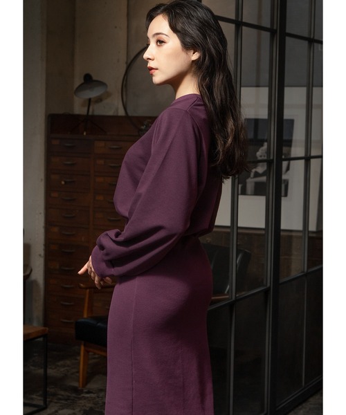 Adoon plain（アドーンプレーン）の「スウェットロングワンピース（ワンピース・レディース・ダークパープル/ブラック・LARGE/MEDIUM）」の13枚目の写真
