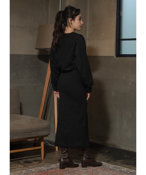 Adoon plain（アドーンプレーン）の「スウェットロングワンピース（ワンピース・レディース・ダークパープル/ブラック・LARGE/MEDIUM）」の9枚目の写真