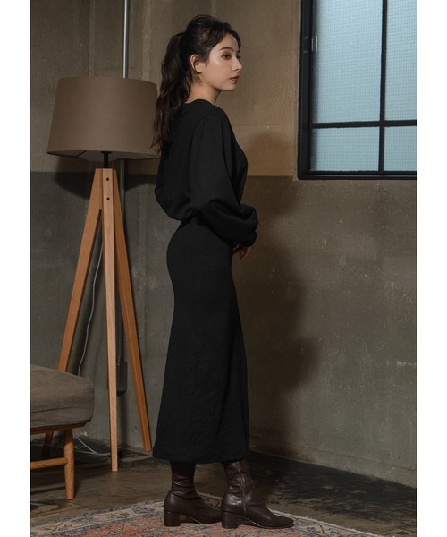 Adoon plain（アドーンプレーン）の「スウェットロングワンピース（ワンピース・レディース・ダークパープル/ブラック・LARGE/MEDIUM）」の8枚目の写真