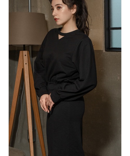 Adoon plain（アドーンプレーン）の「スウェットロングワンピース（ワンピース・レディース・ダークパープル/ブラック・LARGE/MEDIUM）」の4枚目の写真