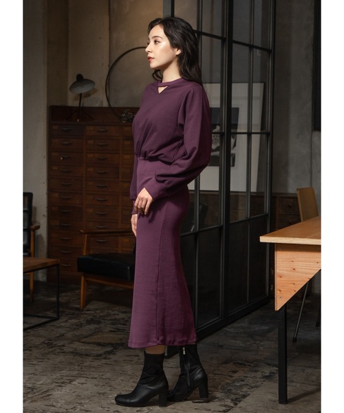 Adoon plain（アドーンプレーン）の「スウェットロングワンピース（ワンピース・レディース・ダークパープル/ブラック・LARGE/MEDIUM）」の16枚目の写真