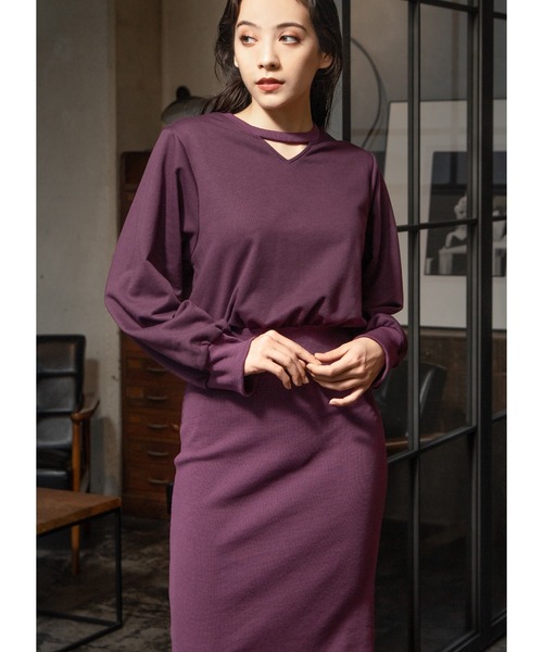 Adoon plain（アドーンプレーン）の「スウェットロングワンピース（ワンピース・レディース・ダークパープル/ブラック・LARGE/MEDIUM）」の11枚目の写真