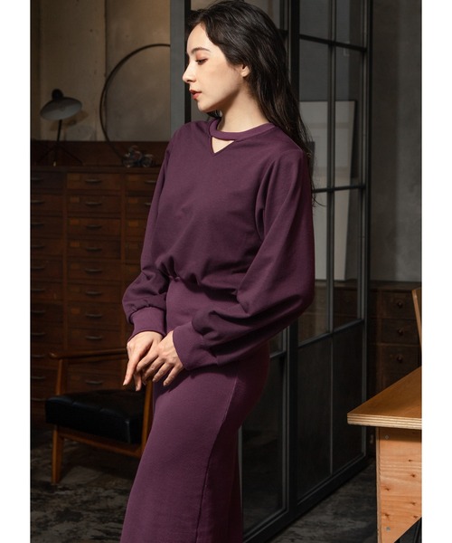 Adoon plain（アドーンプレーン）の「スウェットロングワンピース（ワンピース・レディース・ダークパープル/ブラック・LARGE/MEDIUM）」の12枚目の写真