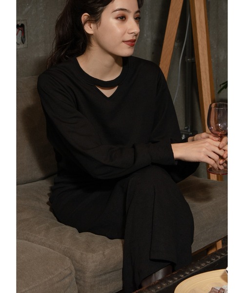 Adoon plain（アドーンプレーン）の「スウェットロングワンピース（ワンピース・レディース・ダークパープル/ブラック・LARGE/MEDIUM）」の3枚目の写真