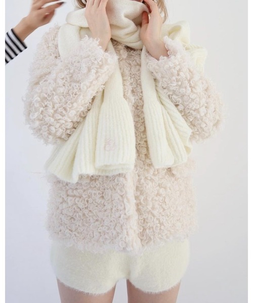 epine（エピヌ）の「Ee frill knit muffler（マフラー・レディース・ブラック/ホワイト系その他2/ホワイト系その他/ピンク・FREE）」の6枚目の写真