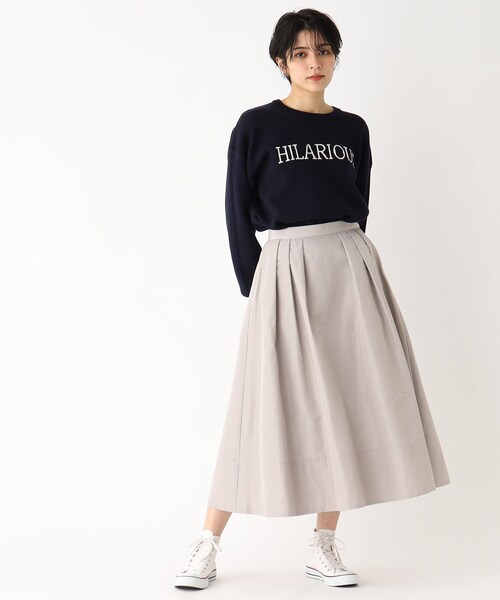 OPAQUE.CLIP（オペークドットクリップ）の「◆グログランタックフレアスカート（スカート・レディース・ライトグレー/ブラック/ブルー・38/40）」の10枚目の写真