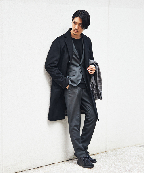 エイドス　ミケランジェロ　エディフィス別注　チェスターコート　ネイビー　カシミヤ エイドス ミケランジェロ エディフィス別注 チェスターコート ネイビー