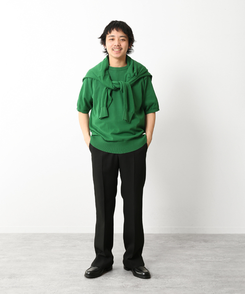 UNFOLLOW（アンフォロー）の「【FOLL / フォル】ツイステッドコットンニットTシャツ（ニット/セーター・メンズ・グリーン/ネイビー・3/2）」の7枚目の写真