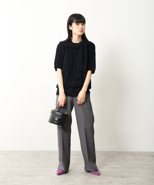 UNFOLLOW（アンフォロー）の「【FOLL / フォル】ツイステッドコットンニットTシャツ（ニット/セーター・メンズ・グリーン/ネイビー・3/2）」の9枚目の写真