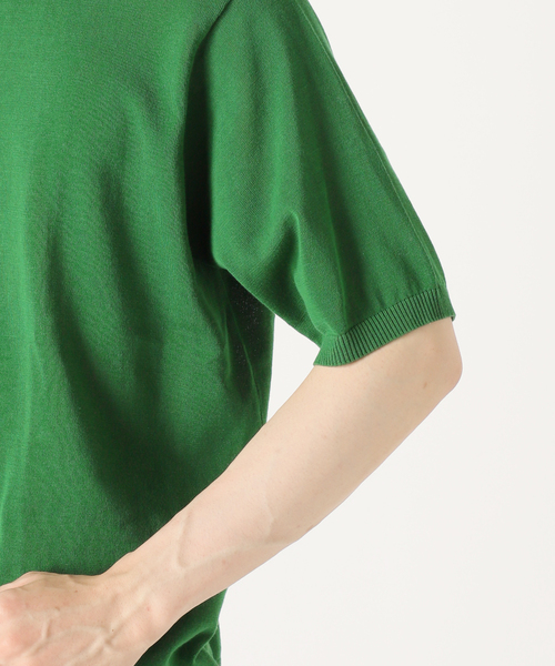 UNFOLLOW（アンフォロー）の「【FOLL / フォル】ツイステッドコットンニットTシャツ（ニット/セーター・メンズ・グリーン/ネイビー・3/2）」の18枚目の写真