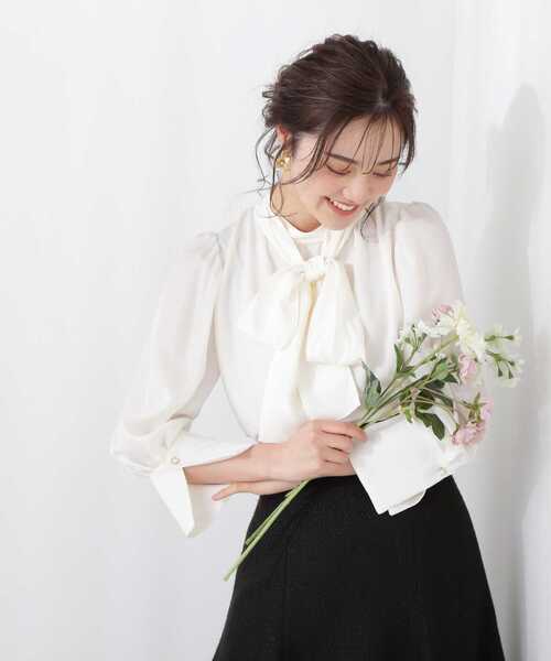 PROPORTION BODY DRESSING（プロポーションボディドレッシング）の「ボウタイブラウス / 1213110201（シャツ/ブラウス・レディース・ホワイト系その他/グレー/ブルー系その他・MEDIUM/SMALL）」の6枚目の写真