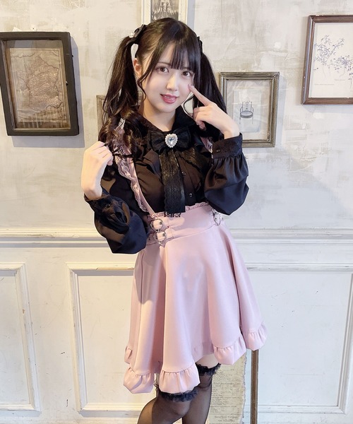 MA*RS(アメーバーマーズ)の「フリルリボン襟ブラウス(シャツ/ブラウス・レディース・ピンク/ブラック/ホワイト・FREE)」の2枚目の写真