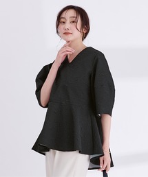 UR'S（ユアーズ）の「ふくれｼﾞｬｶﾞｰﾄﾞVﾈｯｸﾄｯﾌﾟｽ（Tシャツ/カットソー）」