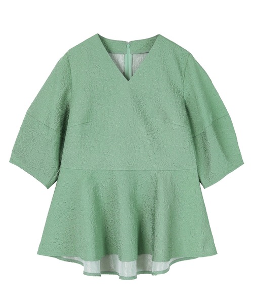 UR'S(ユアーズ)の「ふくれジャガードVネックトップス(Tシャツ/カットソー・レディース・ホワイト/グレイッシュベージュ/ブラック/グリーン・S/M/L)」の9枚目の写真