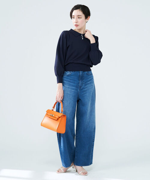 NOLLEY’S(ノーリーズ)の「《手洗い可能》襟付き2WAYプルオーバーニット(ニット/セーター・レディース・ブルー/ブラック/ネイビー/オフホワイト・38)」の8枚目の写真