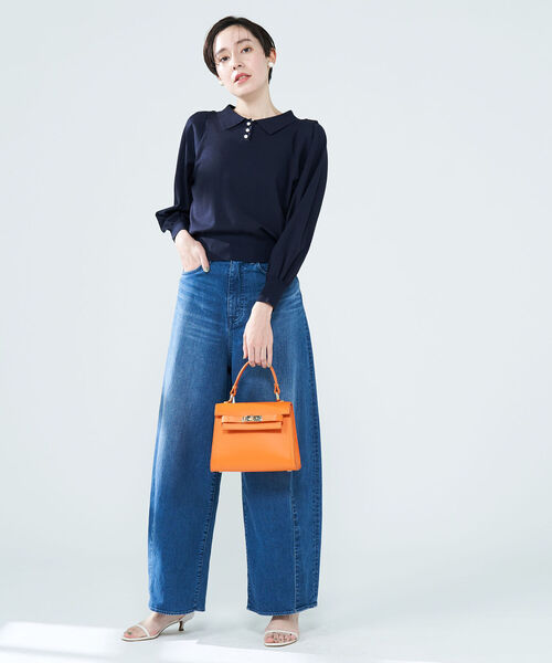 NOLLEY’S(ノーリーズ)の「《手洗い可能》襟付き2WAYプルオーバーニット(ニット/セーター・レディース・ブルー/ブラック/ネイビー/オフホワイト・38)」の14枚目の写真
