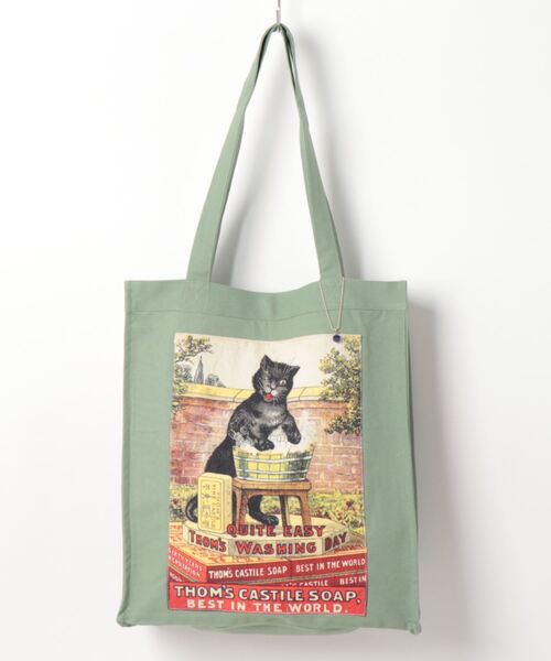 欧州航路（オウシュウコウロ）の「【欧州航路】オーガニックコットン キャットアートトートバッグ（トートバッグ・レディース・グリーン/ブルー/グレー・FREE）」の3枚目の写真