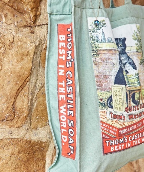 欧州航路（オウシュウコウロ）の「【欧州航路】オーガニックコットン キャットアートトートバッグ（トートバッグ・レディース・グリーン/ブルー/グレー・FREE）」の8枚目の写真