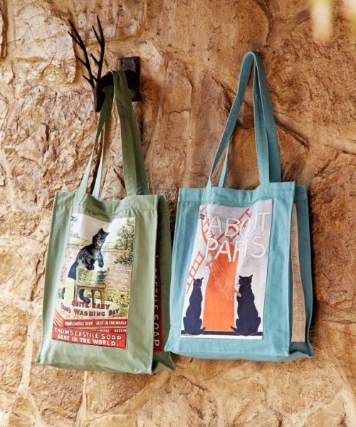 欧州航路（オウシュウコウロ）の「【欧州航路】オーガニックコットン キャットアートトートバッグ（トートバッグ・レディース・グリーン/ブルー/グレー・FREE）」の9枚目の写真