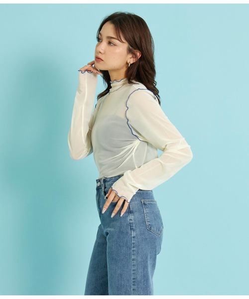 ANAP(アナップ)の「配色メローシアートップスカットソー(Tシャツ/カットソー・レディース・ブラック/グリーン/アイボリー・FREE)」の8枚目の写真
