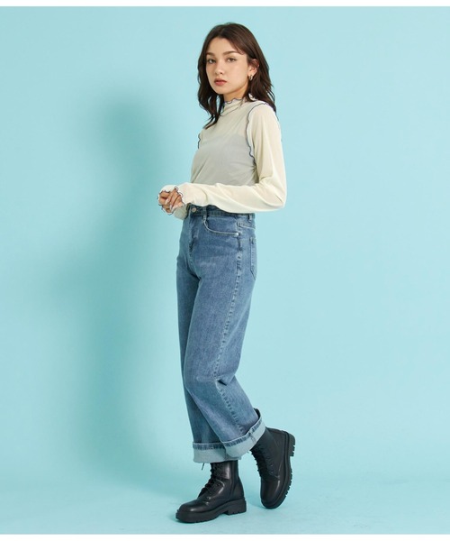 ANAP(アナップ)の「配色メローシアートップスカットソー(Tシャツ/カットソー・レディース・ブラック/グリーン/アイボリー・FREE)」の5枚目の写真