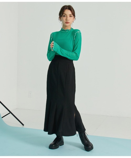 ANAP(アナップ)の「配色メローシアートップスカットソー(Tシャツ/カットソー・レディース・ブラック/グリーン/アイボリー・FREE)」の7枚目の写真