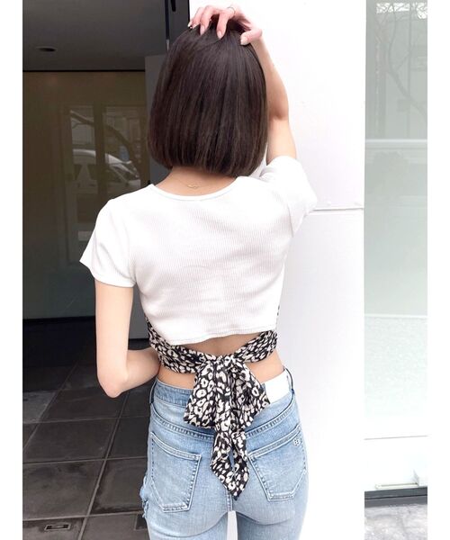 GYDA（ジェイダ）の「レオパードバックリボントップス（Tシャツ/カットソー・レディース・ブラック/オフホワイト・FREE）」の22枚目の写真