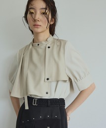 【WEB限定】ハーフタイショートスリーブブラウス-ウォッシャブル-