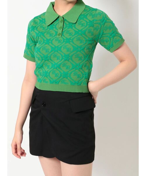 EVRIS(エヴリス)の「ジャガードシャツニットトップス(ニット/セーター・レディース・ベージュ/グリーン/ブラック・FREE)」の1枚目の写真