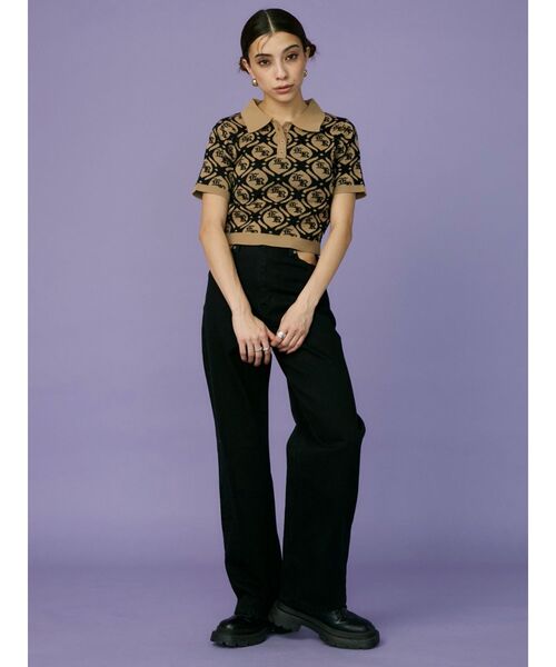 EVRIS(エヴリス)の「ジャガードシャツニットトップス(ニット/セーター・レディース・ベージュ/グリーン/ブラック・FREE)」の13枚目の写真