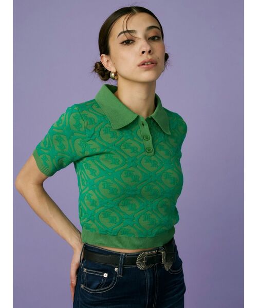 EVRIS(エヴリス)の「ジャガードシャツニットトップス(ニット/セーター・レディース・ベージュ/グリーン/ブラック・FREE)」の22枚目の写真