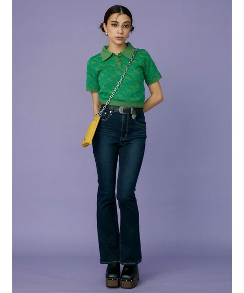 EVRIS(エヴリス)の「ジャガードシャツニットトップス(ニット/セーター・レディース・ベージュ/グリーン/ブラック・FREE)」の5枚目の写真