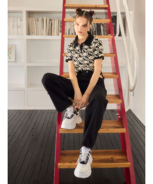 EVRIS(エヴリス)の「ジャガードシャツニットトップス(ニット/セーター・レディース・ベージュ/グリーン/ブラック・FREE)」の10枚目の写真