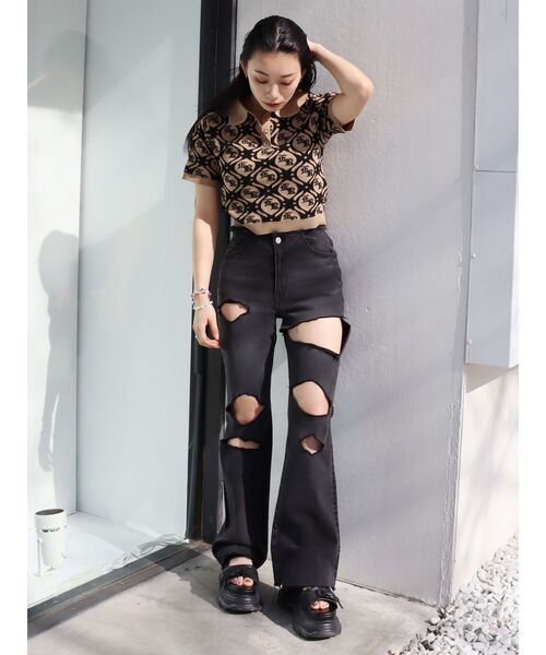 EVRIS(エヴリス)の「ジャガードシャツニットトップス(ニット/セーター・レディース・ベージュ/グリーン/ブラック・FREE)」の16枚目の写真