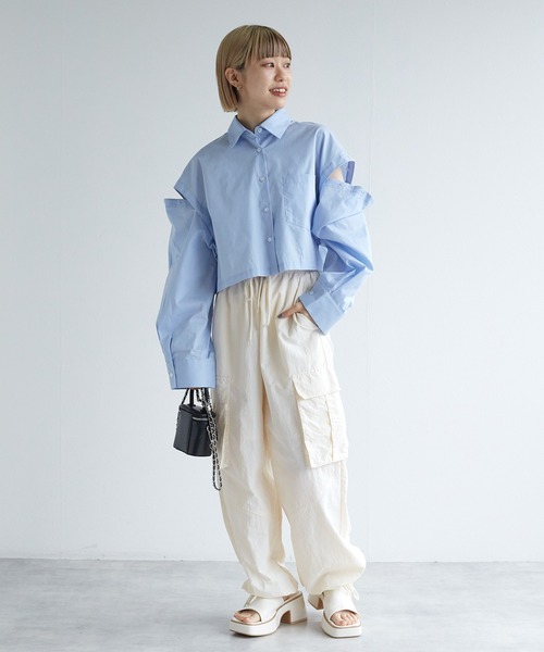 w closet（ダブルクローゼット）の「切替イージーカーゴパンツ（カーゴパンツ・レディース・ブラック/パープル/オフホワイト/カーキ/ピンク/ライトカーキ・FREE）」の17枚目の写真