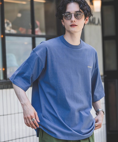 SIGNAL SPORTS(シグナルスポーツ)の「【SIGNAL SPORTS】ワンポイント刺繍/ビッグシルエットTシャツ(Tシャツ/カットソー・メンズ・ホワイト/ホワイト系その他/ブラック/イエロー/ブルー/グリーン・MEDIUM/LARGE)」の5枚目の写真