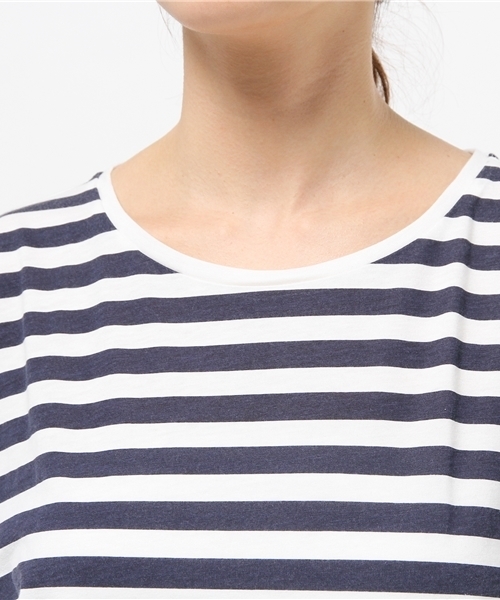 OUTLET(アウトレット)の「【CIAOPANIC TYPY】ロールアップボーダーフレンチTシャツ(Tシャツ/カットソー・レディース・ネイビー/イエロー・FREE)」の6枚目の写真