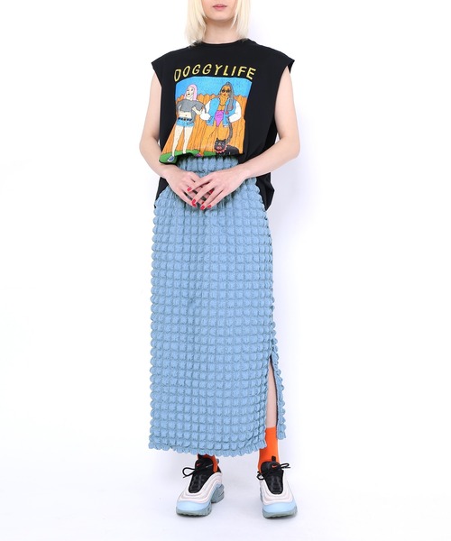 PUNYUS(プニュズ)の「ポップコーンスリットロングスカート(スカート・レディース・ピンク/ライトパープル/ブルー/ブラック・1/2/3/4)」の17枚目の写真