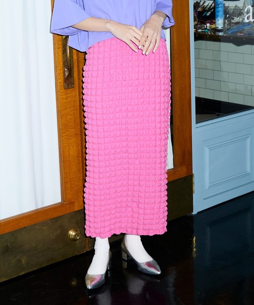 PUNYUS(プニュズ)の「ポップコーンスリットロングスカート(スカート・レディース・ピンク/ライトパープル/ブルー/ブラック・1/2/3/4)」の7枚目の写真