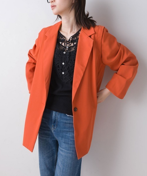 terrace（テラス）の「リムーバルスリーブテーラージャケット（テーラードジャケット・レディース・ライム/オレンジ・MEDIUM）」の6枚目の写真