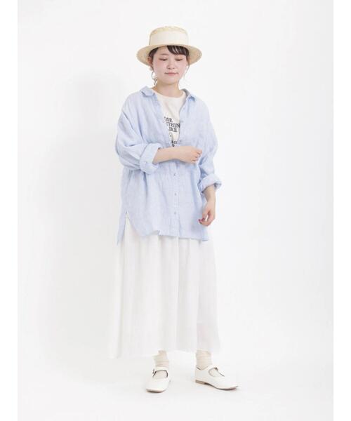 Samansa Mos2(サマンサ モスモス)の「柄アソートリネンシャツ【リネン100%】(シャツ/ブラウス・レディース・ベージュ/ネイビー/サックスブルー/ピンク/イエロー/グリーン・フリ-)」の11枚目の写真