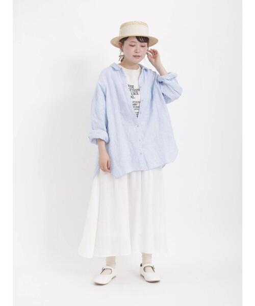 Samansa Mos2(サマンサ モスモス)の「柄アソートリネンシャツ【リネン100%】(シャツ/ブラウス・レディース・ベージュ/ネイビー/サックスブルー/ピンク/イエロー/グリーン・フリ-)」の12枚目の写真