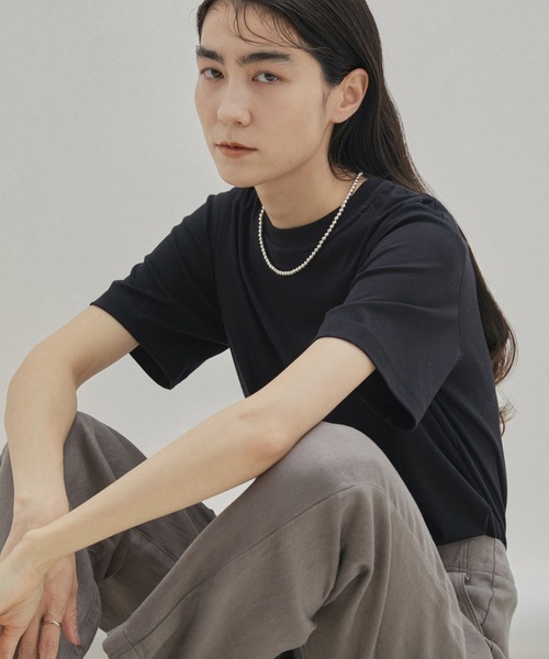 SALON adam et rope'（サロン アダム エ ロペ）の「【UVケア・接触冷感・洗濯耐久】PRIMA VEIL コットンコンパクトTシャツ（Tシャツ/カットソー・レディース・ホワイト/ブラック/カーキ・FREE）」の12枚目の写真